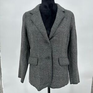 Talbots‎ Gray Wool Blend Blazer Jacket Business Casual Stretch Women's 10 Petite